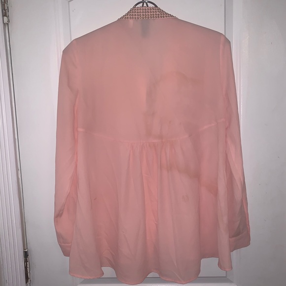 Pink Embellished Collar Button-Up Top - Picture 3 of 3